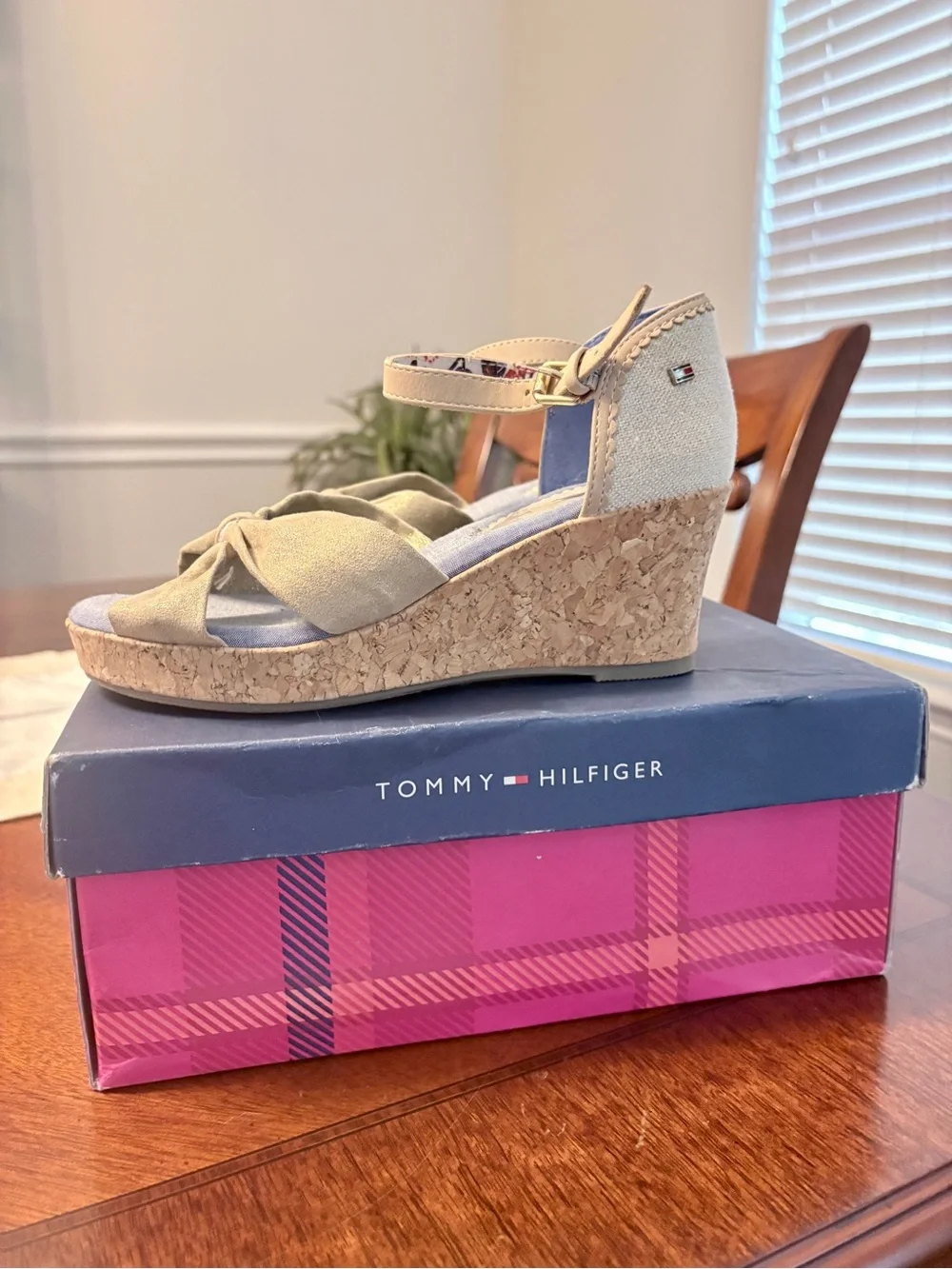 Tommy Hilfiger Girl’s Tan Cork Wedge Sandals